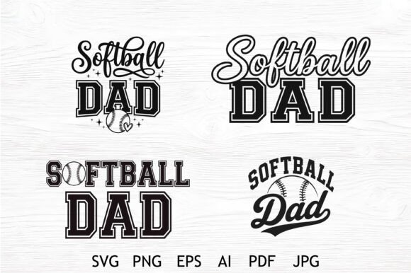 Softball Dad Bundle SVG Designs: Graphics for T-Shirt Designs