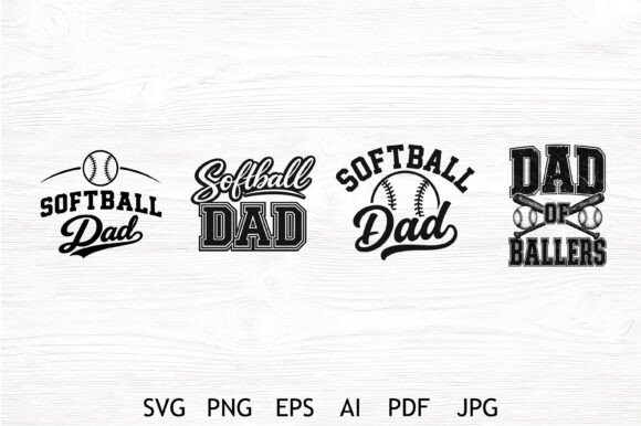 Softball Dad SVG Bundle Set: Graphics for T-Shirt Designs